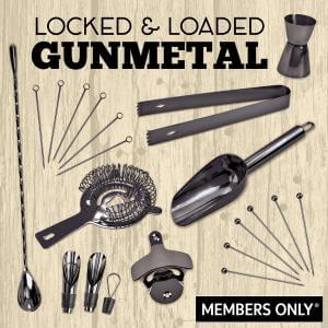 Members Only Gun Metal Plated Essential Bar Tools by Wild Eye Designs