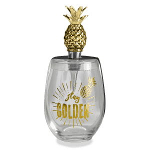 Gold Pineapple Bottle Stopper & Stemless Wine Glass Set by Wild Eye Designs