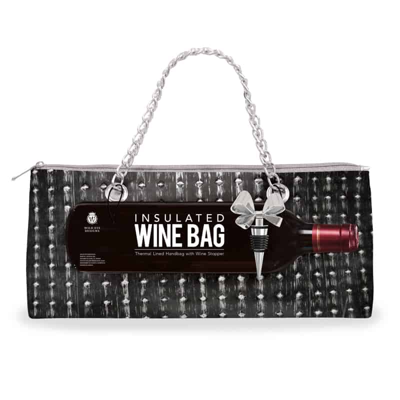 Black Silver Studs Insulated Wine Bag Stopper Wild Eye Designs