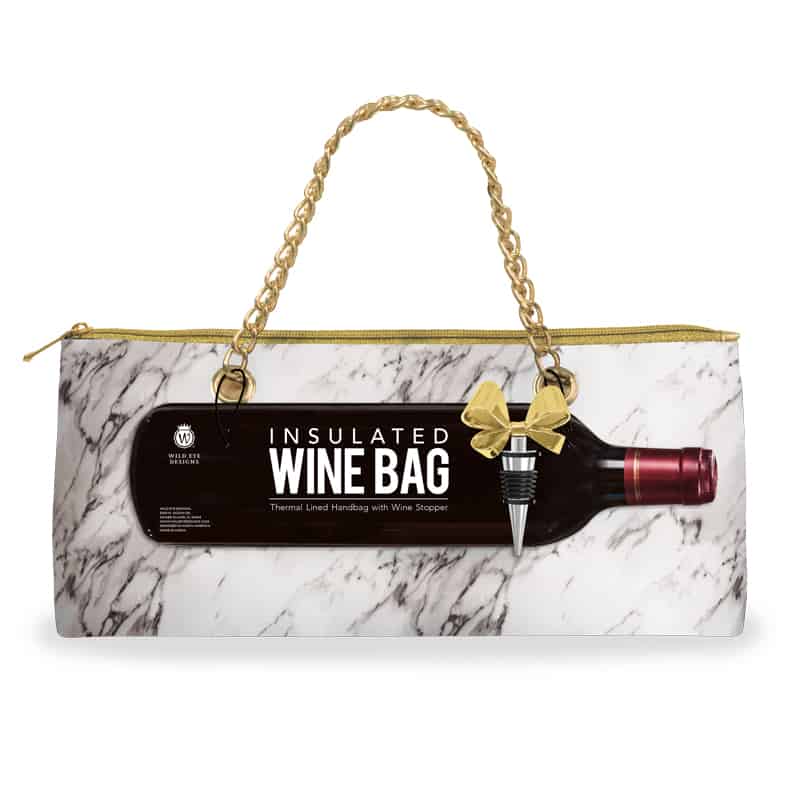 White Marble Insulated Wine Bag & Stopper