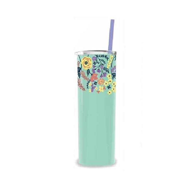 Insulated Tumbler with Lid and Straw Double Wall Plastic Straw