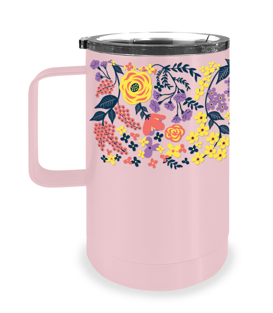 XL Double Wall Vacuum Insulated Stainless Steel Coffee Mug 20 fl. oz Pink  Floral