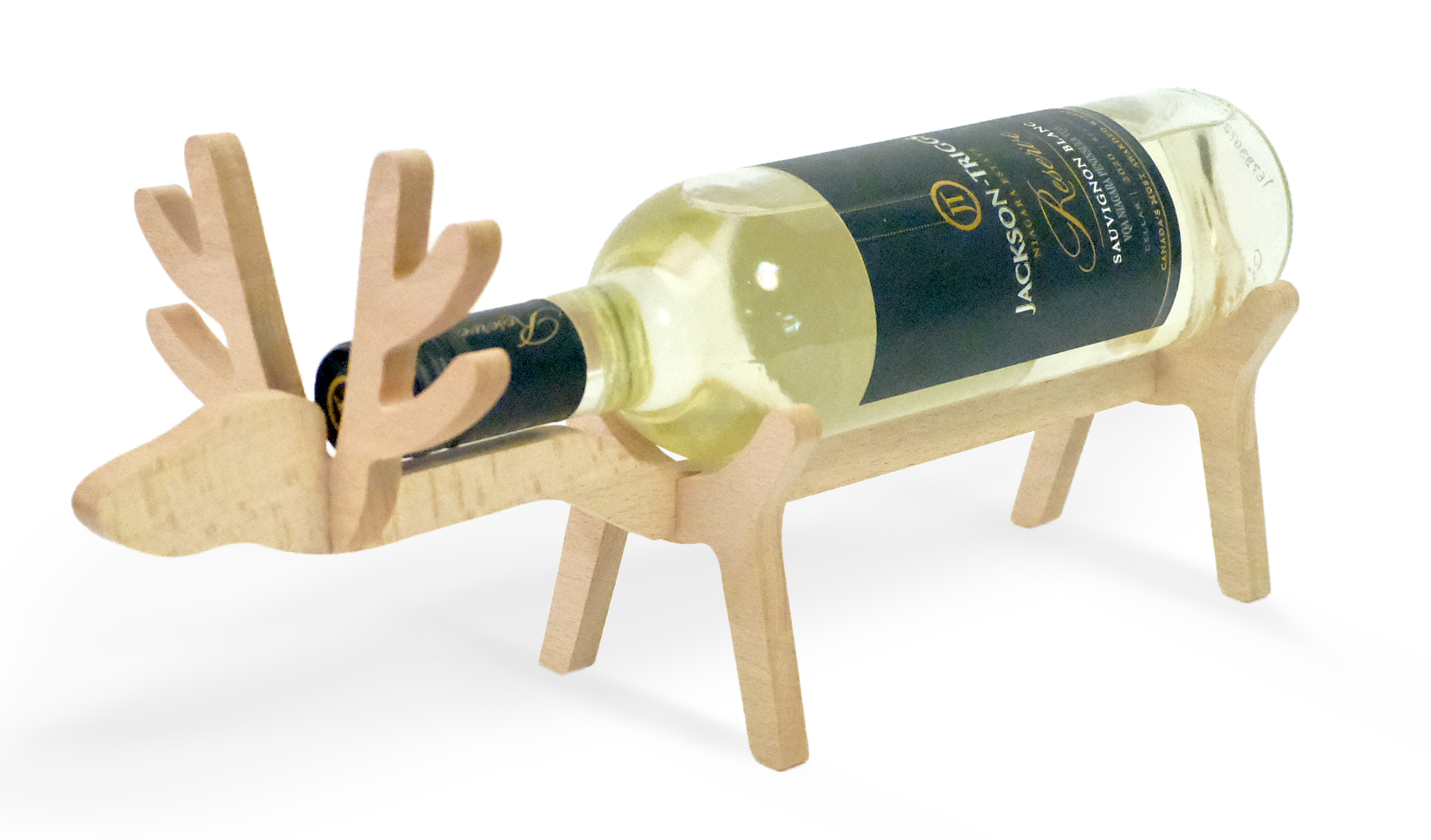 WINE BOTTLE HOLDER, REINDEER, WOOD