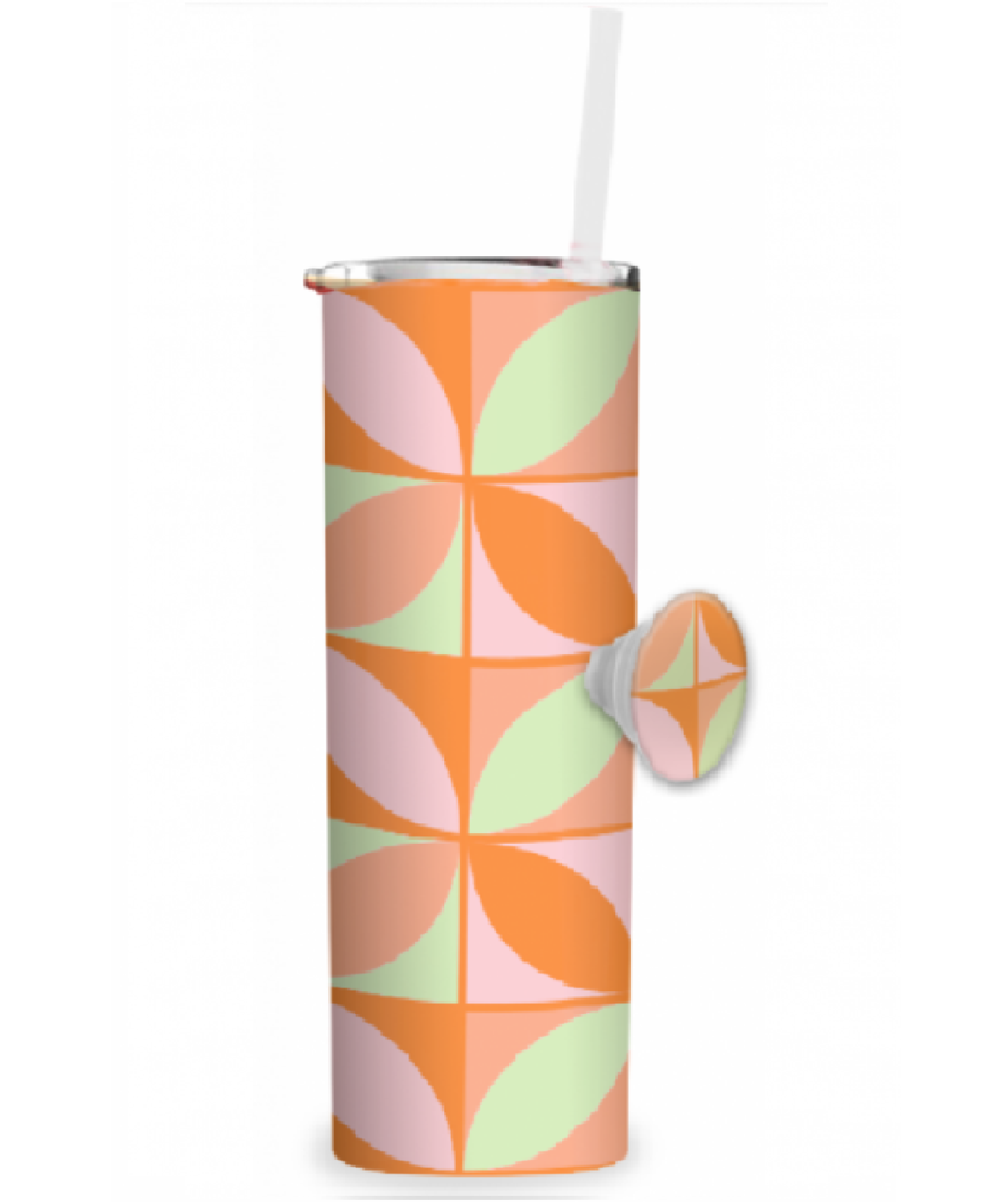 SLIM TUMBLER WITH STRAW, SIPGRIP, GEOMETRIC PETAL, 20 FL OZ